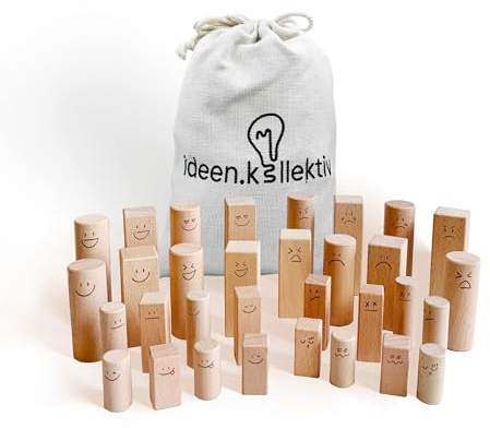 ideen.kollektiv - Systembrett Pro Figuren mit Emotionen - 32 Premium Figuren für systemische Aufstellung, Coaching, Therapie und Beratung - Stellvertreterfiguren für Familienaufstellung