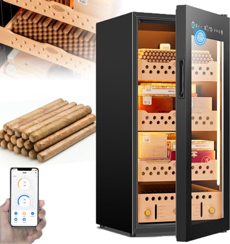 XSDAJSD 60/70/93/138l Humidor-Zigarrenschrank - Zedernholzregal, intelligenter elektronischer Zigarren-Humidorschrank mit LED-Licht, Temperaturbereich: 12~22°C,95L