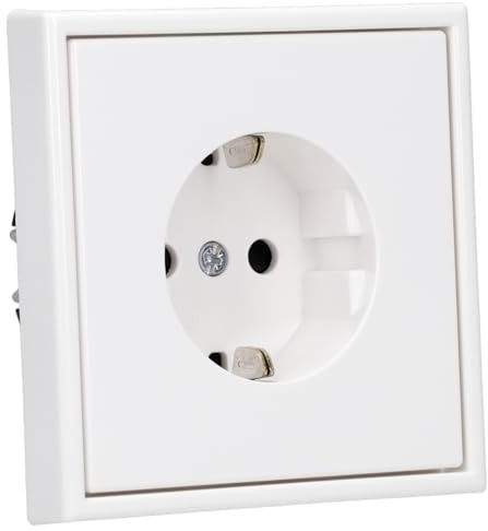 JUNG Serie LS Steckdose Safety Set Schneeweiß Matt | mit LS1520KIWWM SCHUKO Steckdose mit Berührungsschutz, LS981WWM Rahmen 1-fach