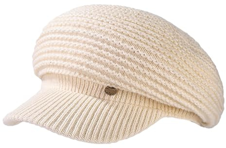 Women's Winter Fleece-Lined Knitted Newsboy Cap Soft Warm Beanie for Large Head Visor Beret Painter Hat Beige