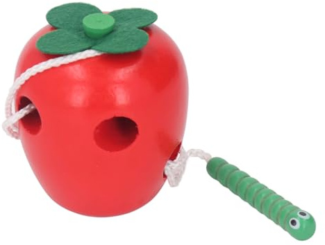 Dilwe Stimulierendes Kleinkind-Fädelspielzeug, Wurm-Apfel-Design für, und Mädchen, Kiefernholz (Spielzeug)