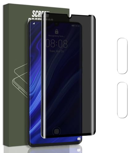 Jewloofa Verre Trempé Anti-espion pour Huawei P30 Pro (6.47) Privacy Protecteur Vitre [1 Pièce] et Caméra Arrière Protecteur [2 Pièces], Protection écran pour Huawei P30 Pro (6.47)