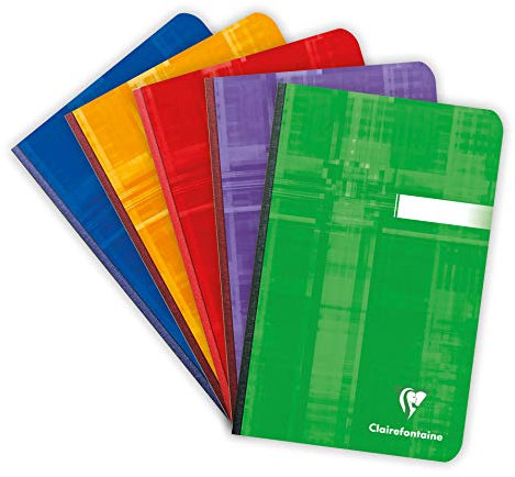 Clairefontaine 69602C - Kladde / Notizheft kariert, 11 x 17 cm, 96 Blatt, mit Softcover, 1 Stück farbig sortiert, 1 Stück