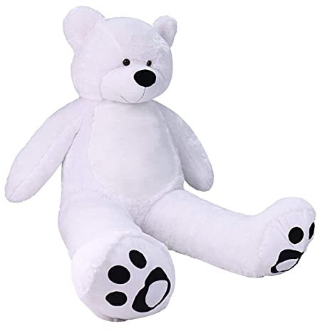 VERCART Ours en Peluche Geant Gros Nounours Blanc Teddy Bear XXL Doudou et Compagnie Ours Extra Doux Cadeau De Noël et Saint-Valentin 183cm
