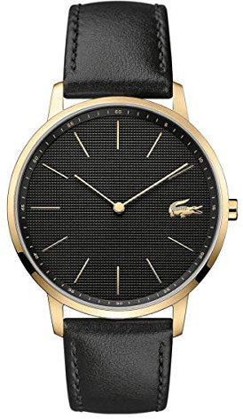 Lacoste Analog Quarzuhr für Herren mit Schwarzes Lederarmband - 2011004
