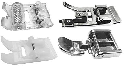 Ensemble de 4 pieds à coudre Z.Z.N. Pied à roulettes, pied en téflon overlock, pied à fermeture éclair pour machines à coudre Silvercrest