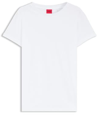 HUGO Womens The Plain Tee Crew-Neck Cotton T-Shirt with Reversed-Logo Print