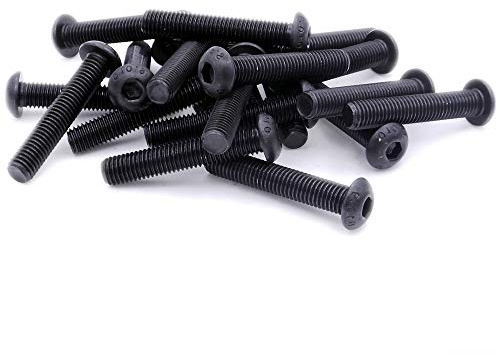 M6 (6mm x 10mm) Hex Socket Button Machine Screw (Bolt) - Black Steel (Pack of 20)