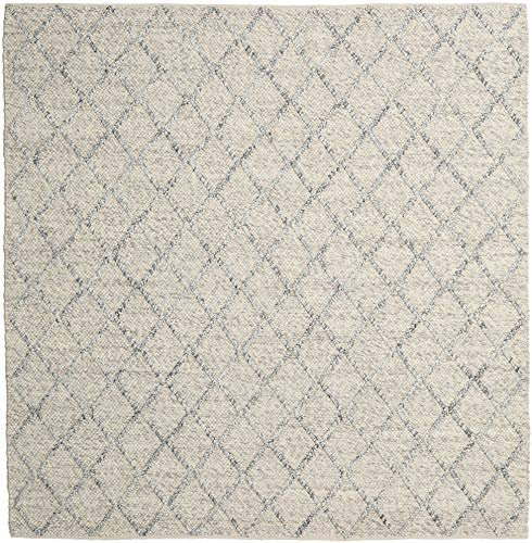 RugVista, Rut, Teppich, Hochflor Teppich, 250 x 250 cm, Quadratisch, Moderner Kelim Teppich, Wolle, Flur, Schlafzimmer, Küche, Wohnzimmer, Silber/Grau Melange, Grau