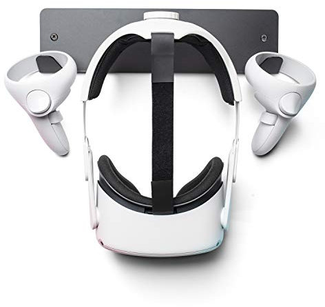 CNBEYOUNG VR-Headset-Wandhalterung aus Metall, kompatibel mit Meta/Oculus Quest 2, Quest, RiftS, HP Reverb G2, HTC Vive/Pro, PSVR2, MR Headsets und Controllern (Aluminiumlegierung-Schwarz)