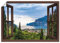 ARTLAND Wanddeko Poster & Kunstdrucke Wandposter 100x70 cm Querformat Fensterblick Gardasee Landschaft See Natur Berge Italien U1TU