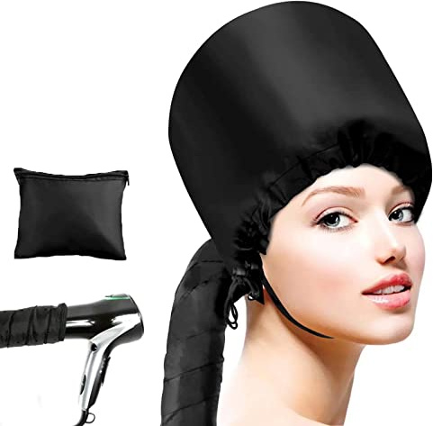 SZHS Haartrocknerkappe im Helmstil, Haartrocknerkappe zum universellen Tragen, mit verstellbarer elastischer Kappe, geeignet für Frisuren für Frauen und Mädchen (Schwarz)