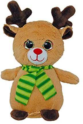Kuscheltier Weihnachts Plüsch Auswahl Elch, Bär oder Pinguin 23 cm mit Schal, Plüschtiere Elchpuppe Weihnachten Rentier Stofftier Weihnachtsplüsch Geschenk Hirsch Plüschtier Stofftier Deko (Elch)