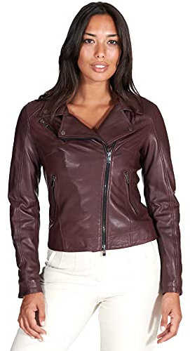 D'Arienzo Chiodo in Pelle Vinaccio Donna Vintage Giacca Biker Giubbotto Moto Vera Pelle Made in Italy KBC XL/Vinaccio