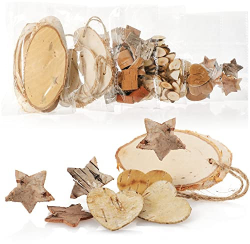 COM-FOUR® Weihnachtsdekoration - Holzscheiben und Baumrinde zum Basteln - weihnachtliche Streudeko - Bastel Set - Weihnachtspotpourri als Tischdeko (6X Beutel: Holz + Rinde)