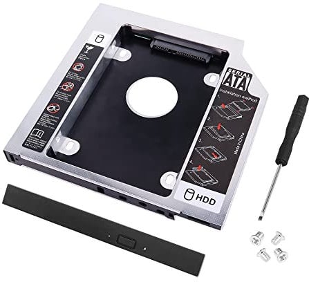 YAODHAOD SATA 2nd SSD HDD Hard Disk Caddy Tray Universale 9.5mm 2,5 '' SSD HDD Hard Drive Enclosure SATA-III Laptop Hard Disk Holder per CD/DVD-ROM Ottico SuperDrive Tray Drive Slot (Alluminio)