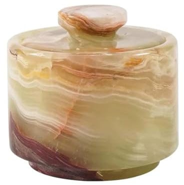 MARBLOUS KRAFTS Elegante dispensador de azúcar de mármol de 3.5 onzas, recipiente de sal y decoración de mármol, decoración de cocina de 3 x 3 pulgadas, dispensador de sal y pimienta (ónix verde)