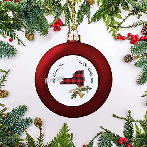 New York Andenken, Weihnachtskugel New York Sublimationsschmuck zum Basteln zum Aufhängen von Weihnachtsbaum, Weihnachtsdekoration, B 3,2 x L 5,4 cm