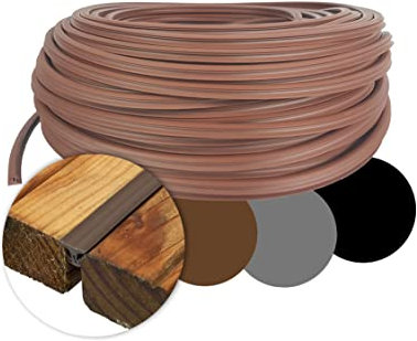 DILUMA Joint d'écart pour Lames de terrasse en TPE, Joint d'étanchéité résistant au Vernis, UV, températures -30 °C +80 °C, Taille:Largeur 5-7.5 mm / 10 m, Couleur:Brun Clair