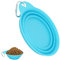 Foldable Silicone Dog Bowls, Expandable Pet Accessory for Camping, 470ml Blue Portable Travel Dog Food Water Bowl, Hiking and Travelling