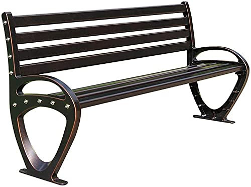 Outdoor-Bank, Terrassenbank, Veranda-Möbel, 150 cm, Terrassenbank, Park, Gartenbank, Outdoor-Metall, 2–3-Sitzer-Stuhl mit Armlehnen und Rückenlehne, rostfreier Aluminium-Rahmenbank