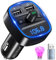 Bluetooth 5.3 FM Transmitter for Car,Bluetooth Car Adapter,Wireless Music Radio Receiver with 2 USB Port Car Charger,Hands-Free Calling,Support TF Card/U-Disk(with Ambient Light & USB C Converter)