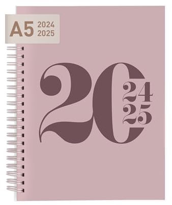 Rileys & Co Wochenplaner 2025, Hausaufgabenheft, Schulplaner | Kalender 2025 2026 Juli 2025–Juni 2026 Terminplaner, Notizen, Doppeldraht, 20 x 15 cm Planner, (Rosa, Typografisch, auf Deutsch)
