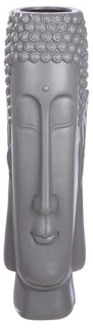 Casablanca Moderne Deko Vase groß XL Buddha Figur - Moderne Keramikvase Dekoration Wohnzimmer - Geschenk Geburtstagsgeschenk - Farbe: Grau Höhe 58 cm