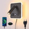 Lampe de lecture d'hôtel murale avec station de charge USB, prise et interrupteur - Lampes de lecture et lampes de chevet pour chambre à coucher - Lampe de chevet à LED robuste, montage mural