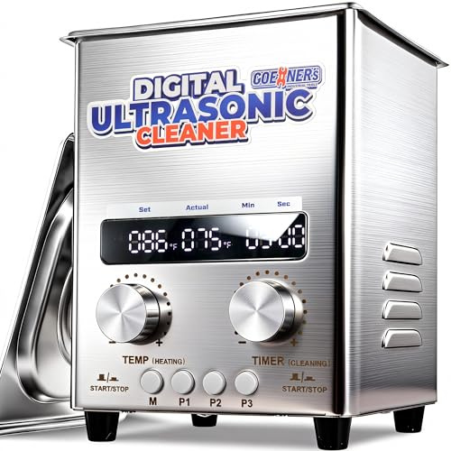 Keoslpy - 2L Ultrasonic Cleaner, Professional Ultrasonic Cleaner Machine with Timer and Heater, Digital Display and Knob Control, Sonic Cleaning Machine for