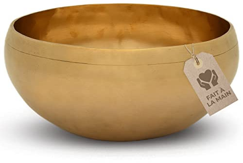 Bol Chantant Tibétain - Petit Bol de Cœur, Ø 17,5 cm, 685 g, Tonalité haute, agréable, pour massage sonore efficace et thérapie sonore de la partie supérieure du corps, Qualité Professionnelle