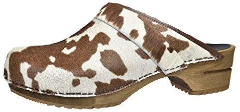 Sanita Casper offener Clog | Original handgemacht | Leder-Holzclogs für Männer | Braun Kuh | EU 40