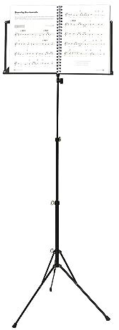 VOLT by Voggenreiter Notenständer N-100, 0991-2, schwarzer, Stabiler Metall-Notenständer, mehrteilig, zusammenlegbar, rutschsichere Kunststoff-Füße, Verstellbereich: 80 cm bis 140 cm Gesamthöhe