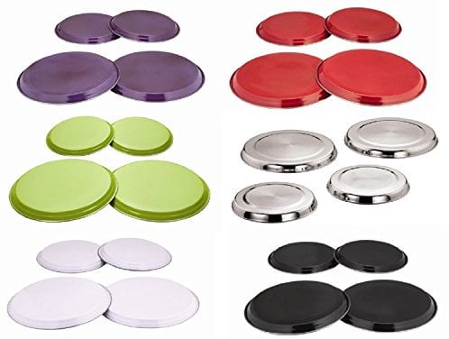 4pc Stainless Steel Gas Electric Cooker Oven HOB Burner Covers Rings Cover Protector Set (White)