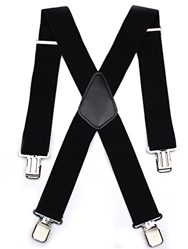 Aulola® Mens 50MM Wide Heavy Duty Adjustable Elasticated Motorcycle Trouser X Shape Trouser Braces - Strong Metal Clips