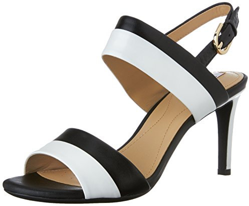 Geox D AUDIE B, Damen Slingback Sandalen, Weiß (WHITE/BLACKC0404), 36 EU