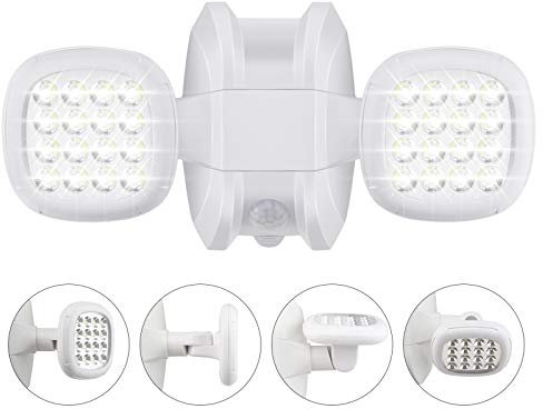 HONWELL LED Außen Sicherheitsbeleuchtung, Wasserdicht IP65 Drahtlose Sicherheitslicht 600 Lumen Bewegungsmelder Aussen Batterie Aussenstrahler Wandleuchte Sicherheitslicht für Garten,Weiß