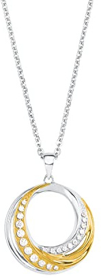 Amor Kette mit Anhänger 925 Sterling Silber Damen Halsschmuck, mit Zirkonia synth., 50 cm, Bicolor, Kommt in Schmuck Geschenk Box, 2022093