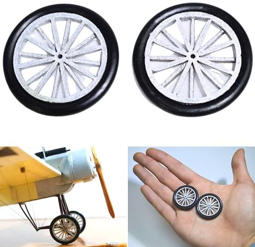 Modellflugzeug Räder, 2 Stück, Ø 30 mm Durchmesser, 1,25 Gramm, für Slow Flyer, handgefertigte Holzräder, 16 Speichen, Holzrad Fahrwerk Landgestell Modell Flugzeug, Fliegermodell Standmodell Reifen