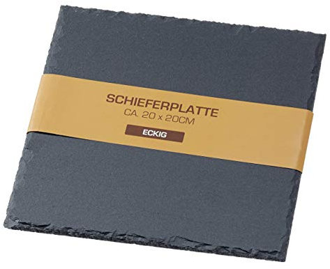 Cepewa Dekorative Platte aus Schiefer 20x20cm / Schieferplatte Schiefertafel mit Filzschonern