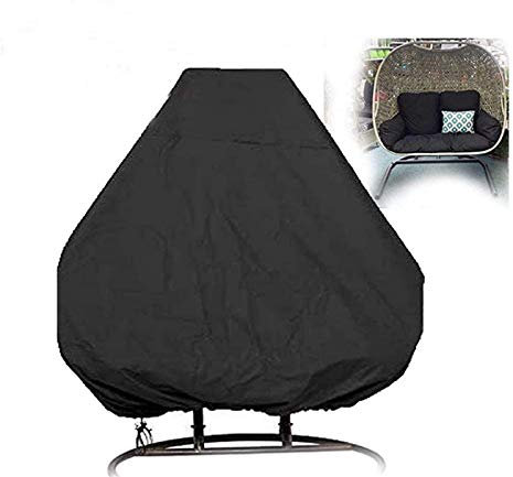 DH-Link Patio Hanging Egg Chair Cover Waterproof Cocoon Chair Cover Breathable Polyester Taffeta Single/Double Garden Swing Rattan Wicker Chair Outdoor Furniture Protector