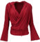 GURU SHOP Wickelshirt, Yogashirt, Langarmshirt mit Trompetenärmeln - Rot, Damen, Size:S