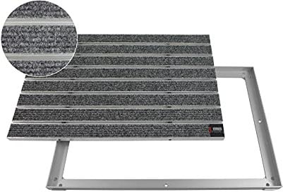 EMCO Eingangsmatte DIPLOMAT Large Rips hellgrau 12mm + ALU Rahmen Fußmatte Schmutzfangmatte Fußabtreter Antirutschmatte, Größe:1000 x 500 mm
