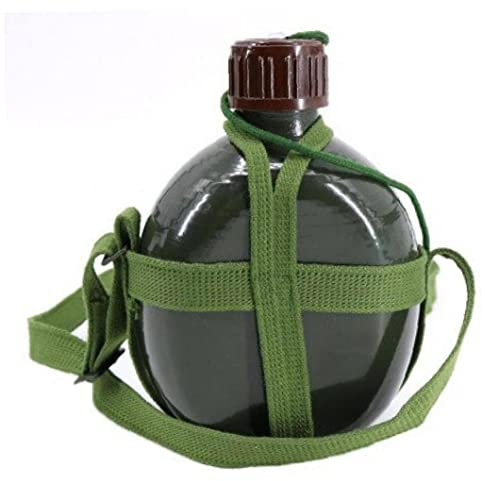 1pc Aluminum Military Army Flask Wine Water Bottle Cooking Cup with Shoulder Strap Hiking Kettle Outdoor Tools
