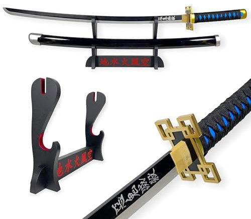 Katana Demon Slayer Muichiro Tokito - Epée Lame Bois - Support Japonais Inclus