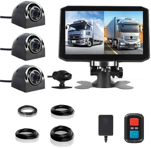 VSYSTO 7.0'' Truck Camera System 4CH Reversing Camera Kit Van Dash Cam for Semi Trailer Tractor RV, HD 1080P Front & Sides & Rear Backup Camera with GPS, Infrared Night Vision,Parking Monitoring (V7)