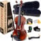 Pyle Set di Violino Mezza Dimensione per Principianti, Bambini e Adulti, 1/2 50,5 Centimetri, Strumento Musicale con Custodia Rigida, Pece, Archetto, Accordatore
