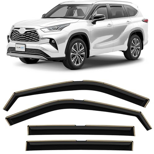 CLIM ART Windabweiser für/kompatible mit Toyota Highlander 2019-2025 - Integrierte Regenabweiser - Autofenster Sonnen-&Regenschutz - Windabweiser Autofenster - Einfache Montage - Garantie 4 Set