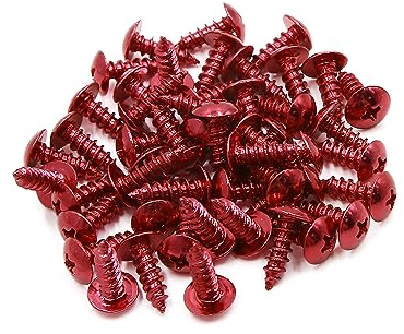 A ABSOPRO Moto 5mm Ronde Croix Tête Boulons Écrous Vis Rouge (Ensemble de 50)