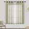 Joywell Salbeigrün Gardinen Wohnzimmer Vorhänge Transparente Voile Sheer Vorhänge Mädchenzimmer Leinenstruktur mit Ösen Pompons Ösenschal Luftig Dekoschal für Schlafzimmer Kinderzimmer 160x140